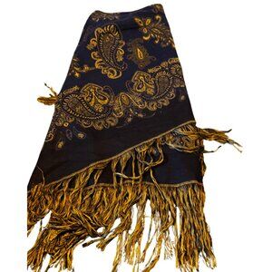 Lane Bryant Navy and Yellow Hankerchief Midi Skirt